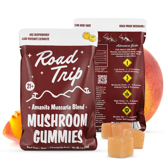 Road Trip Amanita Muscaria Magic Mushroom Gummies - Peach